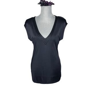 Express black beaded V-Neck sleeveless top size L